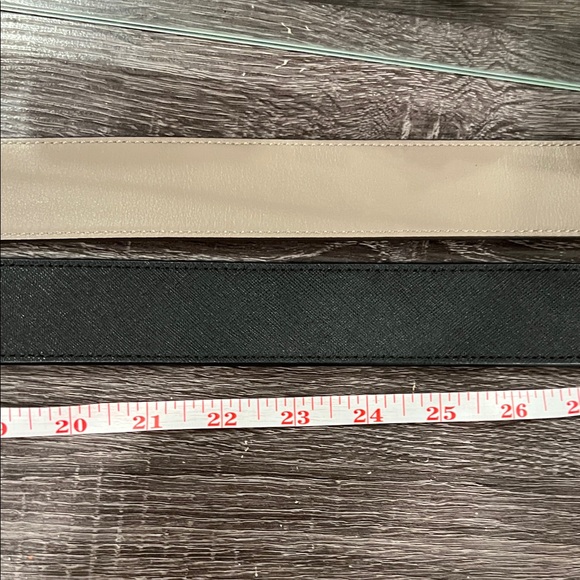 2 Tory Burch Black and Brown Belts with Metallic Logo Buckles both reversible - Picture 5 of 11